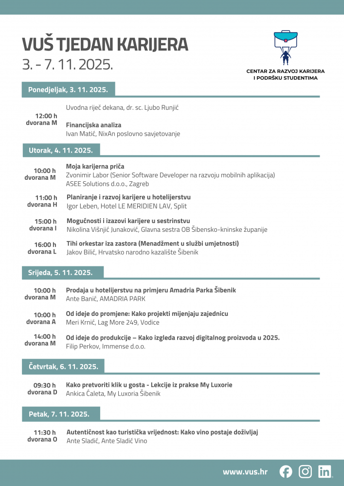 VUŠ Tjedan karijera (3. - 7. studenoga 2025.)
